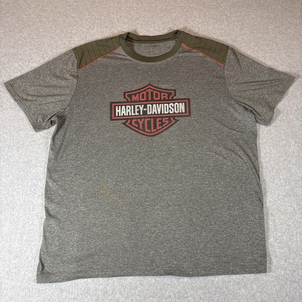Harley Davidson Men's T Shirt Brown/Green Sz XL (No Size Tag Check Measurements)